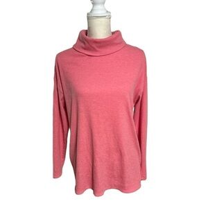 Anthropologie Eri + Ali Pink Rose Ribbed Turtleneck Tulip Back Sweater